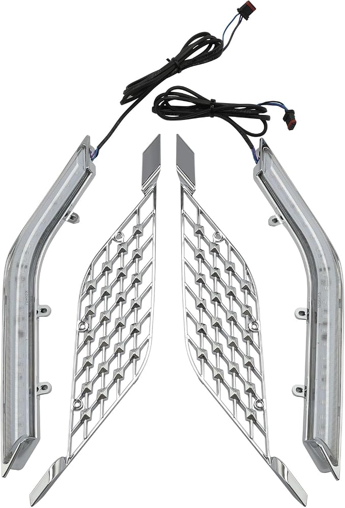 TCT-MOTORPARTS Chrome LED Radiator Grill Panels Light Fits for Honda Goldwing GL1800 Tour 2018-2023