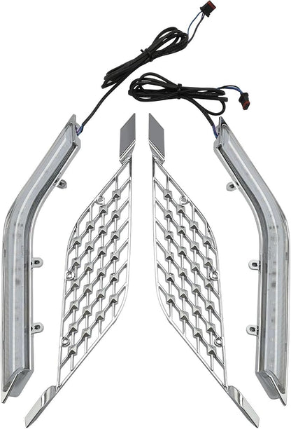 TCT-MOTORPARTS Chrome LED Radiator Grill Panels Light Fits for Honda Goldwing GL1800 Tour 2018-2023