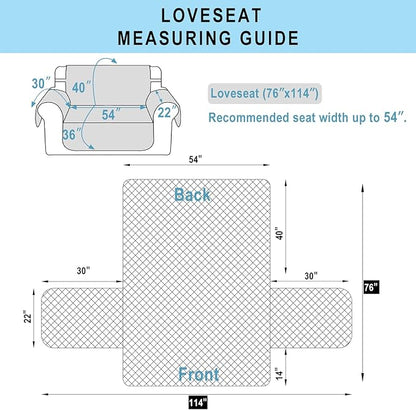 Reversible Loveseat Couch Sofa Covers, 2-Seater, Sand/Beige | Loveseat Covers for Dogs Water Repellent, Friendly Furniture Protector with Elastic Straps for Living Room