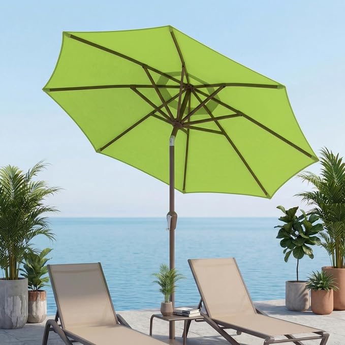 10FT Patio Umbrella, Outdoor Umbrella with Push Button Tilt and Crank, 8 Sturdy Ribs, UV Protection & Waterproof Market Umbrella for Pool, Backyard, Beach,Deck