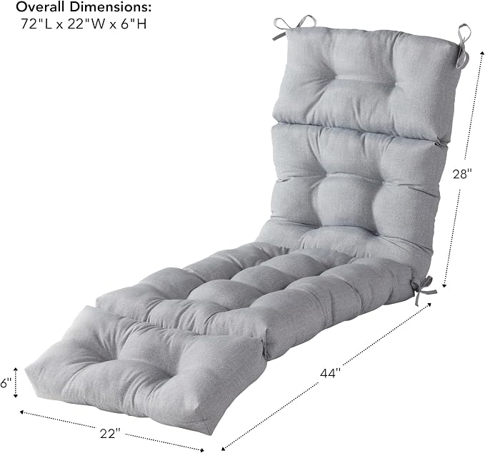 Greendale Home Fashions 72 x 22-inch Outdoor Chaise Lounge Cushion, Cement