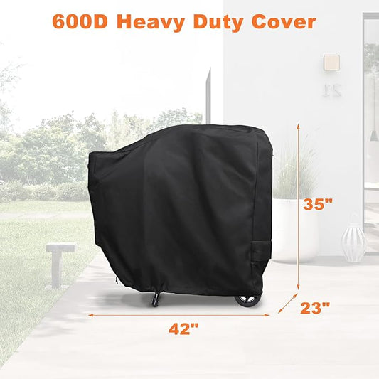 Grill Cover for Rectec RT-B380 & RT-B380X, for Rec tec 380 380X Bullseye Deluxe Wood Pellet Grills, Heavy Duty Waterproof UV Resistant Recteq Cover with Air Vents Elastic Drawstring