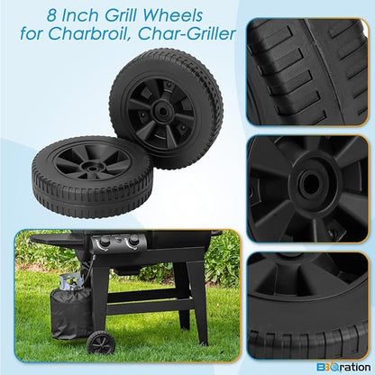 8 Inch G210-0018-W1 Grill Wheels for Charbroil Various Models 461442114 461471717 Char-Griller 1224 3001 2121 Thermos 461472417 463322012 Kenmore and More Charbroil Grill Wheels Replacement