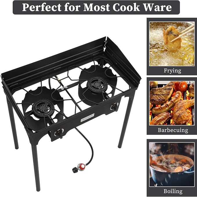 ROVSUN 2/3 Burner Outdoor Propane Gas Stove High Pressure Stand Cooker for Backyard Cooking Camping Home Brewing Canning Turkey Frying
