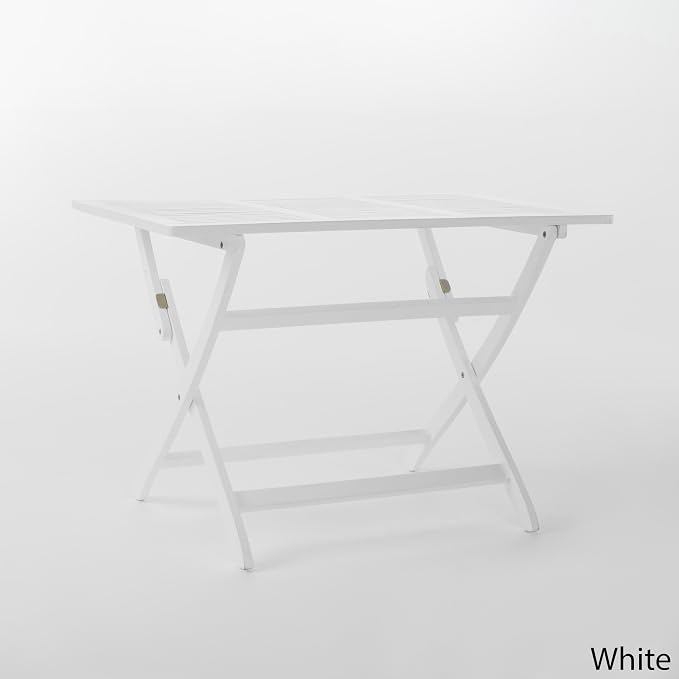 Christopher Knight Home Positano Outdoor Acacia Wood Foldable Dining Table, Pu/ White