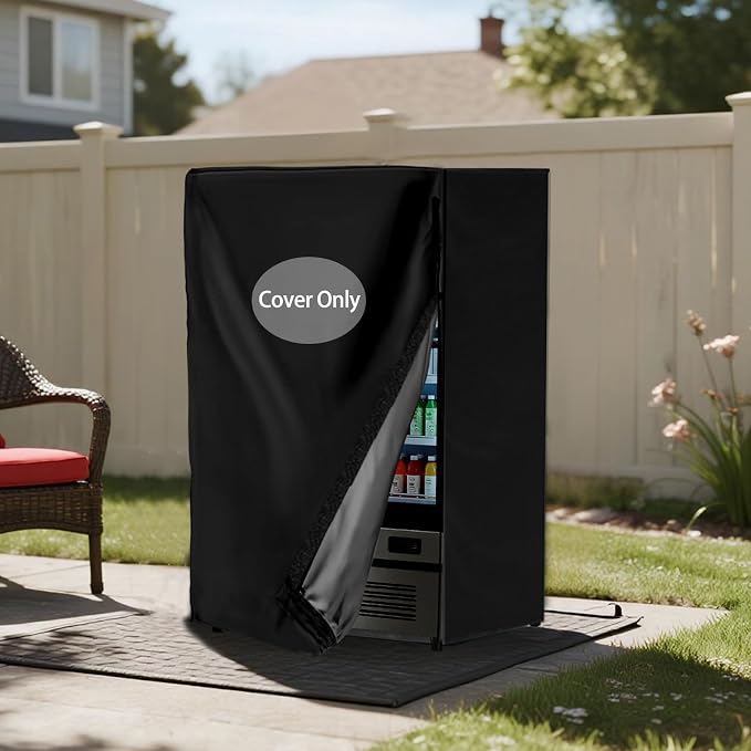 Mini Fridge Cover, Waterproof Upright Outdoor Refrigerator Covers 22" W X 23" D X 34" H Heavy Duty Beverage Beer Refrigerators Cover for Most 3.0 Cubic Compact Mini Freezer, Black