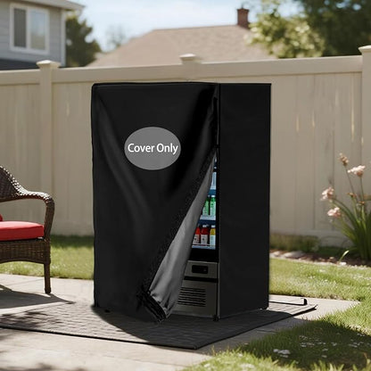 Mini Fridge Cover, Waterproof Upright Outdoor Refrigerator Covers 22" W X 23" D X 34" H Heavy Duty Beverage Beer Refrigerators Cover for Most 3.0 Cubic Compact Mini Freezer, Black