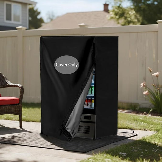 Mini Fridge Cover, Waterproof Upright Outdoor Refrigerator Covers 22" W X 23" D X 34" H Heavy Duty Beverage Beer Refrigerators Cover for Most 3.0 Cubic Compact Mini Freezer, Black