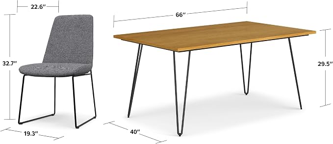 SIMPLIHOME Corina/Hunter 7-Piece Dining Set in Grey for the Dining Room and Kitchen