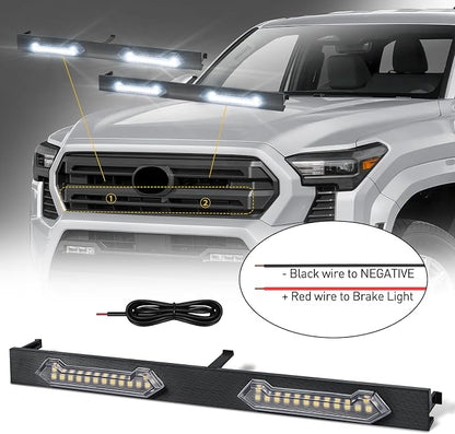 LED Grill Lights - 4PCS Front Grill Lights for Toyota Tacoma SR SR5 2024 2025 2026 with Fuse Adapter & Harness (White Light with Clear Shell)