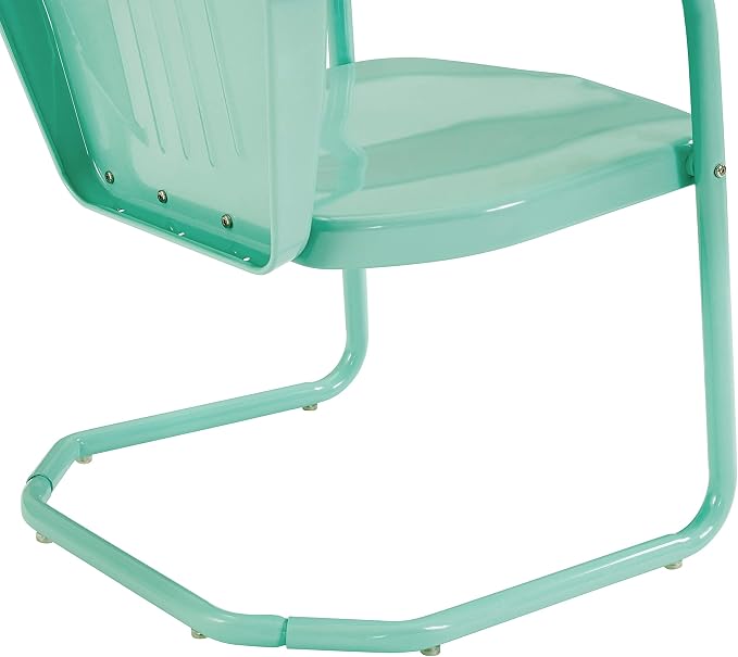 Crosley Furniture Griffith Outdoor Chair, Retro Metal Patio Chairs for Dining, Porch, Deck, Balcony, Aqua