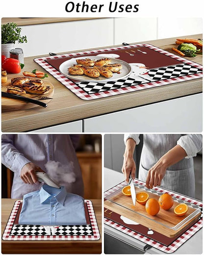 Stove Top Covers for Electric Stove 31x24 Inches, Fat Chef HeatResistant Glass Cooktop Protector, Red Gourmet Kitchen Red Black Buffalo Plaid Ceramic Stovetop Countertop Covers Mat, Oven Cover