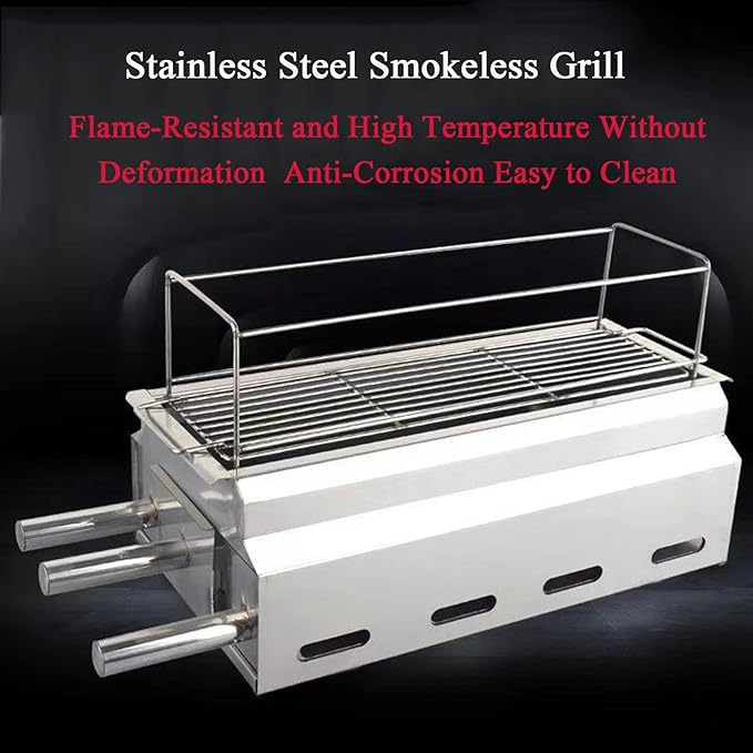 Small Charcoal BBQ Grill Made from Stainless Steel, Portable Camping BBQ Smoker for Outdoor Barbecue/Tabletop Cooking Suitable for 3-5 people