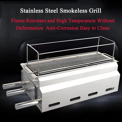 Small Charcoal BBQ Grill Made from Stainless Steel, Portable Camping BBQ Smoker for Outdoor Barbecue/Tabletop Cooking Suitable for 3-5 people