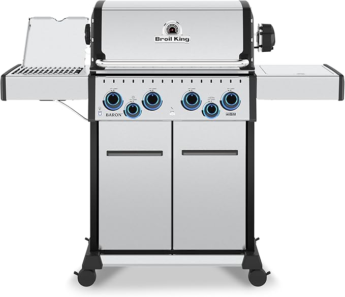 Broil King 677347 Baron S 490 Pro IR 4-Burner Pellet Ready Natural Gas Grill in Stainless Steel with Infrared Infrared Side Burner and Rear Rotisserie Burner
