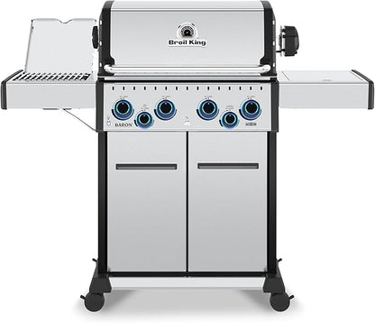 Broil King 677347 Baron S 490 Pro IR 4-Burner Pellet Ready Natural Gas Grill in Stainless Steel with Infrared Infrared Side Burner and Rear Rotisserie Burner