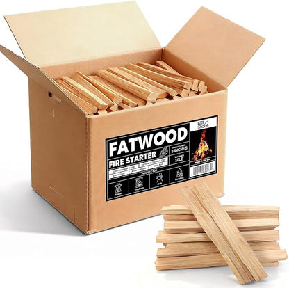 W&E Choice 10LB Fatwood Firestarter Wood Sticks | 100% Natural Kindling Dried Pine Fire Starters | Easy Ignition Firewood for Campfires, Fireplaces, BBQ, Stoves