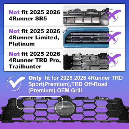 RGB Led Grills Light for 4Runner TRD-Sport TRD Offroad 2025 2026 | 4 in 1,6th gen Toyota 4runner oem 2027 grill light assembly