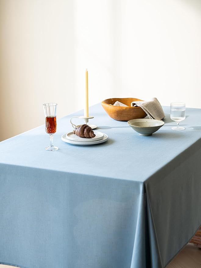 Blue Linen Table Cloths for Rectangle Tables Farmhouse Neutral Tablecloth Rectangular Kitchen Decoration Dining Table Cover Washable 60x102