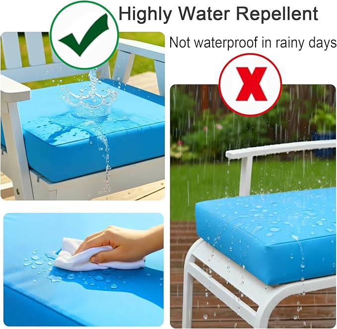 NettyPro Patio Cushion Covers Replacement Set 4 Water Repellent UV Resistant Outdoor Chair Seat Cushion Slipcover with Zipper and Tie, 24 x 22 x 4 Inch, Peacock Blue