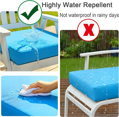 NettyPro Patio Cushion Covers Replacement Set 4 Water Repellent UV Resistant Outdoor Chair Seat Cushion Slipcover with Zipper and Tie, 24 x 24 x 4 Inch, Peacock Blue