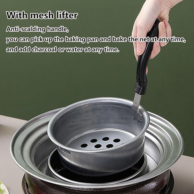 Removable Portable Charcoal BBQ Grill Round Charcoal Stove Indoor and Outdoor Barbecue Grill with Enough Barbecue Accessories for Picnic, Backyard Cooking, Travel(Small)