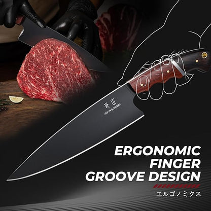 DRGSKL Kitchen Knife Set with Bag - 6 PCS Chef Knives Set - Cleaver, Boning, Fillet, Santoku, Kitchent Utility Knives, Chef Knife with Full Tang Wooden Handle, Gifts for Men and Women