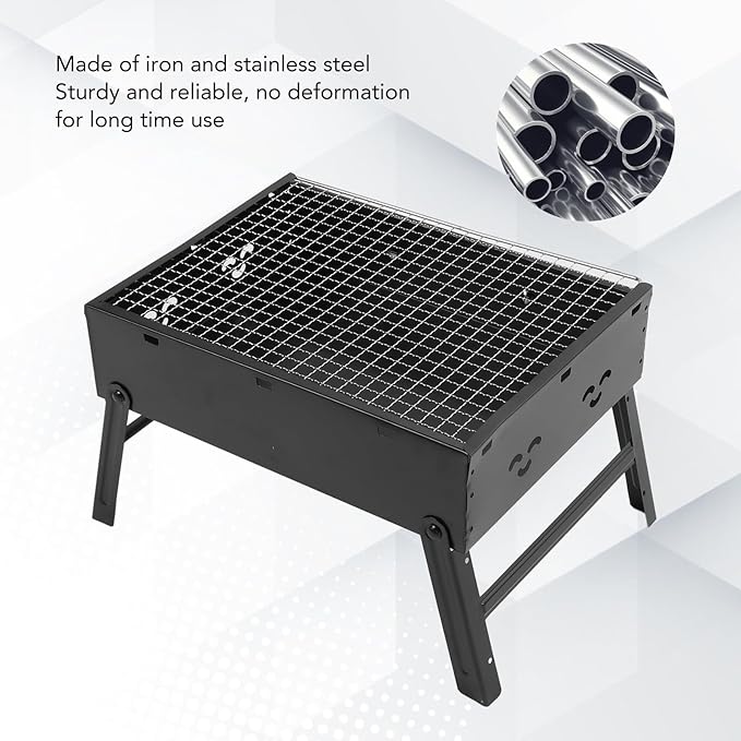 Portable Charcoal Grill Premium Iron Stainless Steel Folding Barbecue Grill BBQ Tool for Outdoor Backyard Cooking Camping Picnics