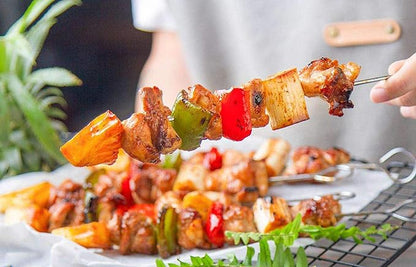 8 Inch Metal Kabob Skewers, BBQ Skewers,Reusable Stainless Steel Barbecue Skewer Sticks for Grilling Kebob Meat Chicken Vegetable Appetiser,Pack of 30 (8 inch Skewers 30P)