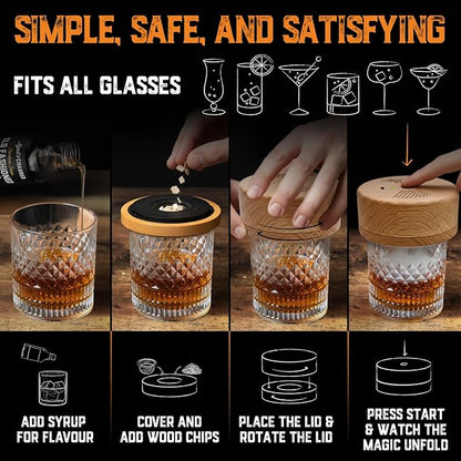Old Fashioned Smoker Kit - Electric Cocktail Smoker Bundle with Syrup, Amarena Cherries, Orange Garnish and 8 Wood Chip Flavors - Electric Whiskey Smoker Kit