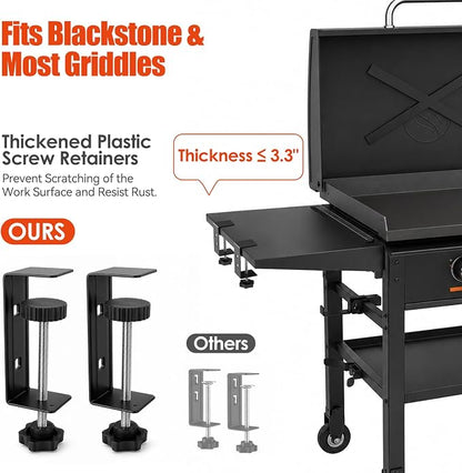Griddle Caddy, Universal Griddles & Grill Caddy for Blackstone Accessories | with Windproof Paper Towel Holder & Magnetic Tool Holder & Knife, Fork, Skewer Holder & 6 J-Hooks