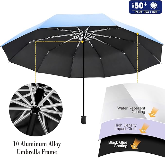 XLINGZA UPF 50+ UV Protection Beach Umbrella with Adjustable Universal Clamp