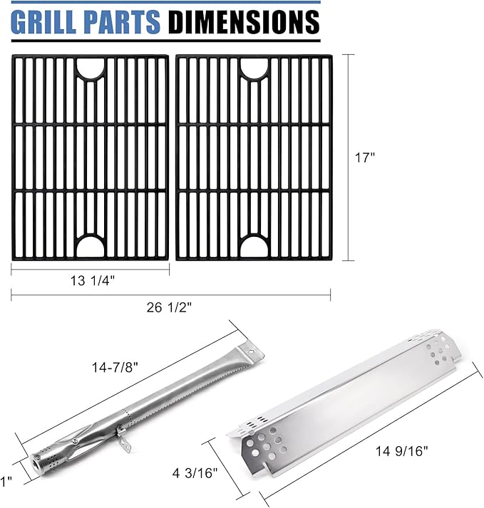 Replacement Parts for Nexgrill 720-0888S, Grease Tray Drip Pan & Flame Tamers & Grill Grates & Burners Igniters Replacement for Nexgrill 5 Burner 720-0888S Gas Grill