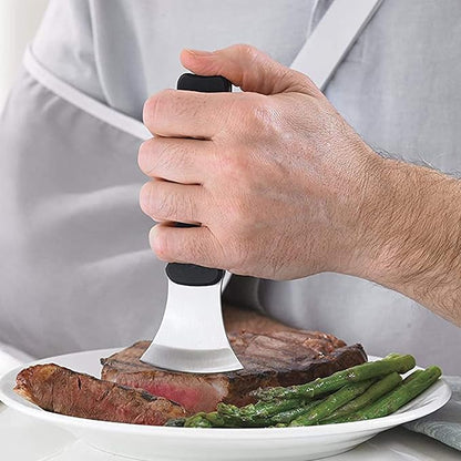 DMI Steak Knife, Rocker Knife, Curved Knife, Verti Grip Kitchen and Dinner Steak Knife for Ease of Chopping or Limited Hand Strength, Dishwasher Safe, Stainless Steel Blade (Pack of 48)