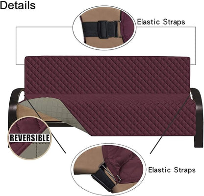 Easy-Going Reversible Couch Cover, Large Futon Sofa, Wine/Beige | Machine Washable Slipcover For Dogs, Water Resistant Furniture Mat For Living Room, Non-Slip Sofa Cover, Pet Friendly