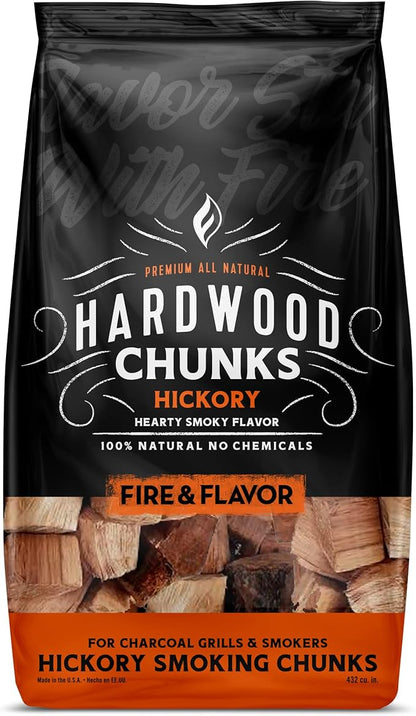 Fire & Flavor 4 Pound Apple and Hickory Wood Chunks for Smoking and Grilling