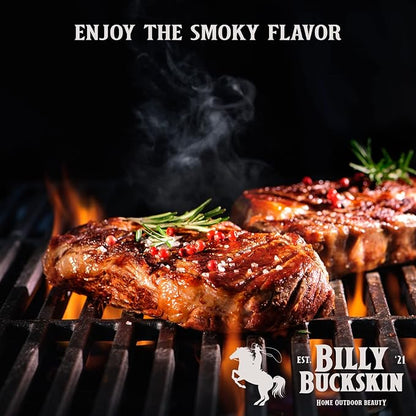 Billy Buckskin 18 LB Applewood Cooking Firewood – Includes 1lb 100% Natural Apple Wood Chips & Fatwood Starter Sticks for Fire Pit, Campfire, Fireplace, Wood Stoves and Outdoor Grilling