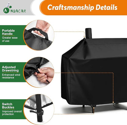 Charcoal Grill Cover for Royal-Gourme-t CC1830V 30 Charcoal Grill, Smoker Grill Cover for Outdoor Grill Waterproof Royal-Gourme-t BBQ Grill Cover - 44" L×29" W×45" H, Black
