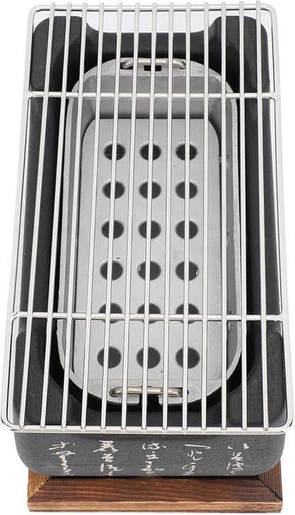 Semme Charcoal Hibachi Grill Japanese Grill Japanese Portable BBQ Stove Compact Charcoal Barbecue with Quick Heating for Camping Outdoor Cooking (M)
