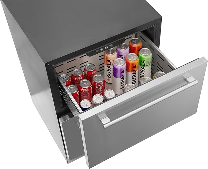 KoolMore KM-OKS-RD2 24 in. Outdoor Kitchen Double Drawer Built-in Refrigerator in Stainless-Steel, ETL Listed