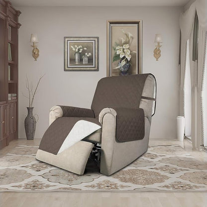 Easy-Going Reversible Couch Cover, Recliner 19 in, Taupe/Ivory | Machine Washable Slipcover For Dogs, Water Resistant Furniture Mat For Living Room, Non-Slip Sofa Cover, Pet Friendly