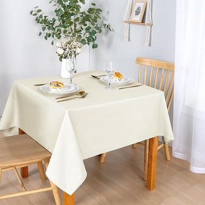 DWCN Rectangle Tablecloth - 70 x 90 Inch - Waterproof Stain and Wrinkle Resistant Washable Table Cloth, Decorative Fabric Table Cover for Kitchen Dining Room Party and Outdoor Use, Ivory