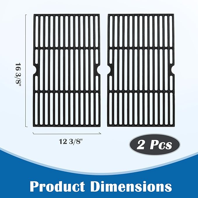 16.5 Inch Cooking Grates for Kenmore 4 Burner 146.16197211, 146.16198211, 146.34461410, 146.1001651, 146.10016510 146.16197210 146.16142210 Gas Grill Replacement Parts, Cast Iron Grill Cooking Grids