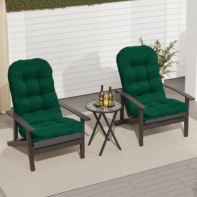 Adirondack Chair Seat Cushion for Outdoor Patio Wicker Porch Furniture | Waterproof cover with straps, PP cotton, high back thick seat pad for adirondack rocking chair lawn indoor outdoor 44x19x4