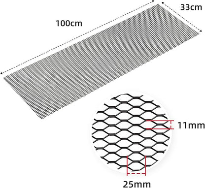AggAuto Universal 40"x13" Car Grill Mesh 11x25mm Hexagon Hole Black | Aluminum Alloy Automotive Grille Insert Bumper, One of the Most Multifunctional Shape Grids 100x33cm
