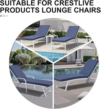 Crestlive Outdoor Chaise Lounge Cushions, Fade Resistant Water Resistant Lounge Chair Cushion, 80''L x 23''W, Set of 2, Sky Blue