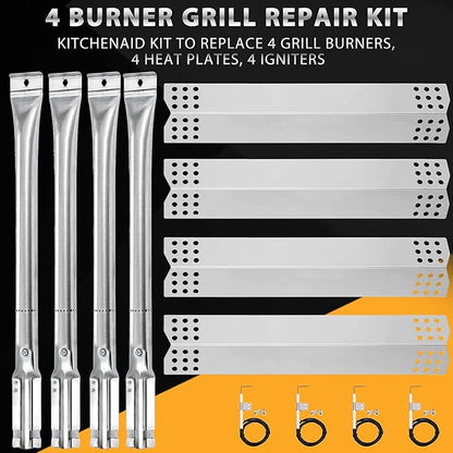 Criditpid Grill Replacement Parts for Kitchenaid 720-0745B 740-0780 720-0745 720-0733A 720-0745A 720-0733, Grill Burner Heat Plate Shield Igniter for Jenn-Air 720-0720 Grill Models.