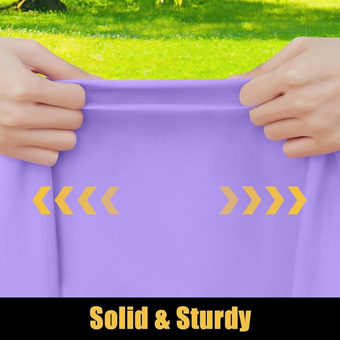 Smiry Rectangle Picnic Table Cloth, Waterproof Elastic Fitted Tablecloths for 8 Foot Tables, Washable Polyester Table Cover for Camping, Indoor and Outdoor (Lavender, 30"x96")