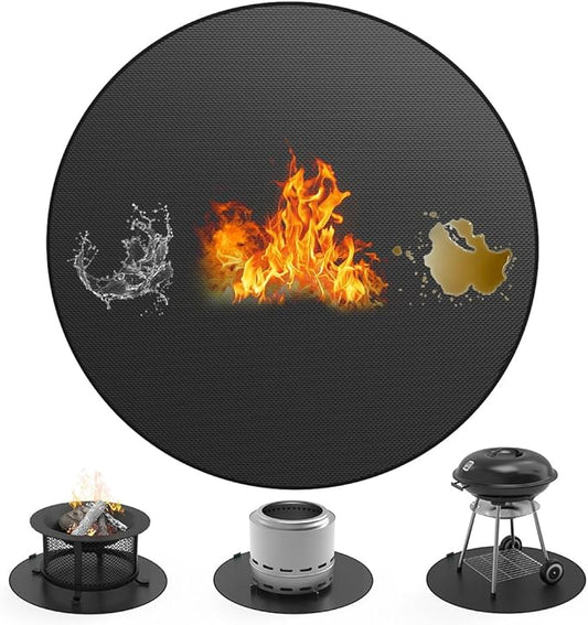 36" Round Fire Pit Mat - Double-Sided Heavy Duty Fire Resistant Waterproof Oil-Proof Grill Mat, Thick Deck Patio Lawn Protector, Easy Clean BBQ Floor Mat for Outdoor Fire Pit