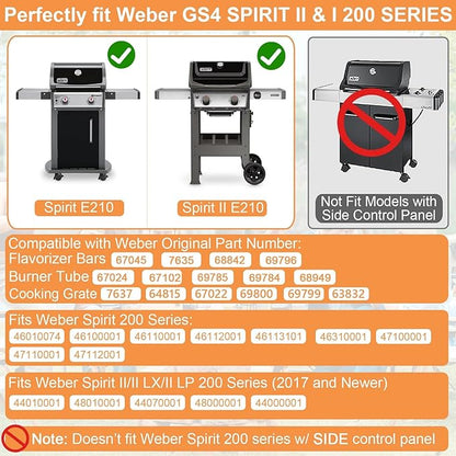GS4 Spirit 2 Grill Parts for Weber Grill Parts GS4 Spirit II/I 200 SER Replacement for Weber GS4 Grill Grates 7637, Burner Tubes 69785 67024,Crossover Tube 69899 67278,Flavorizer Bars 7635 67045 69796